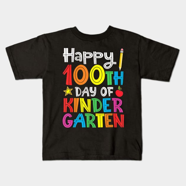 Happy 100th Day of Kindergarten Teacher or Student Kids T-Shirt by Cristian Torres